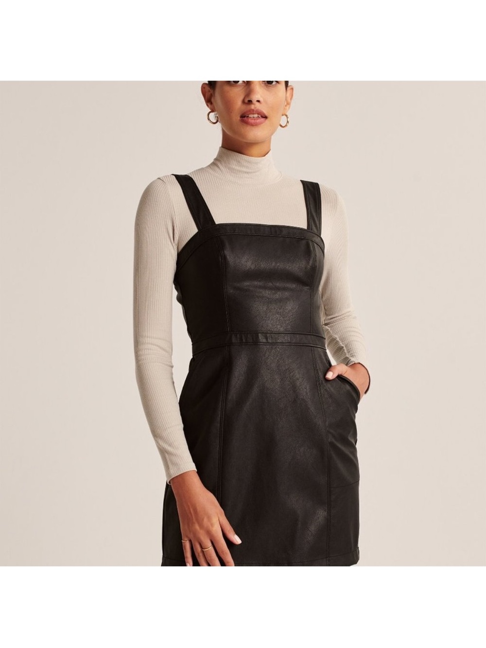 Abercrombie & Fitch Faux Leather Black Mini Dress Size XS